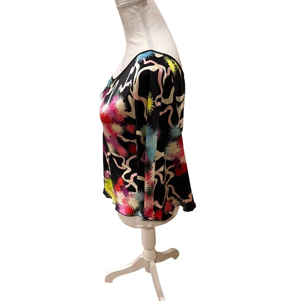 Trina Turk One Shoulder Silk Starburst Print Top M ✨ - Picture 6 of 12